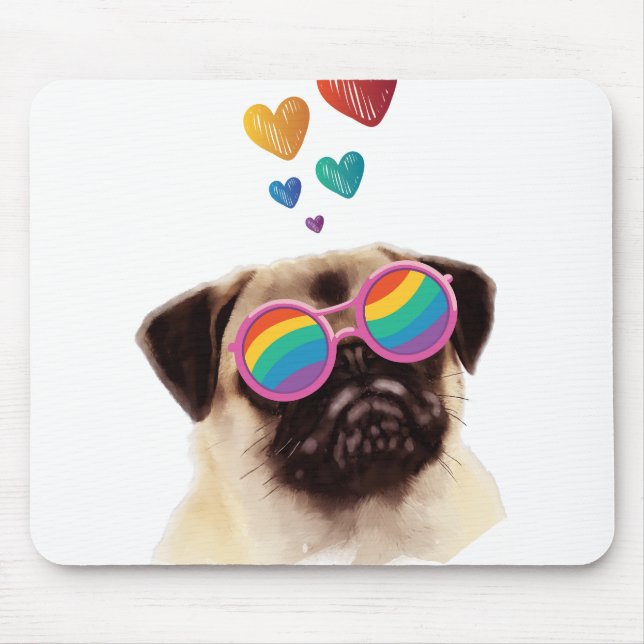 Mops Hund am Herztag Valentinstag Mousepad (Vorne)
