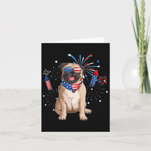 Mops Hund American USA Flag 4. Juli Männer Frauen  Karte