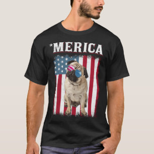 Mops Hund Amerikanische Flagge  Hund  4. Juli T-Shirt