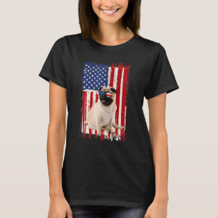 Mops Hund Amerikanische Flagge Patriotische Unabhä T-Shirt