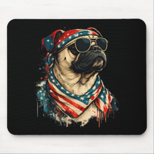Mops Hund Amerikanische Flagge Patriotischer Hunde Mousepad