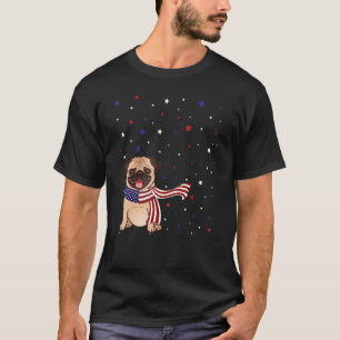 Mops-Hund Amerikanischer Flaggen-Schal Patriotisch T-Shirt