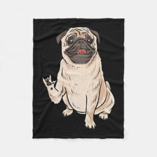 Mops Hund Asl Hand Gesture Deaf Hörverlust Awarene Fleecedecke