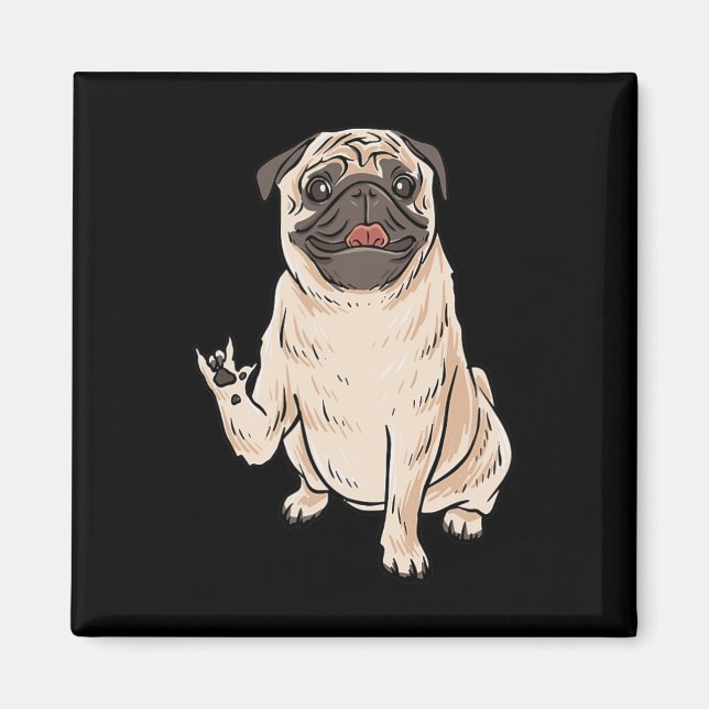 Mops Hund Asl Hand Gesture Deaf Hörverlust Awarene Magnet (Vorne)