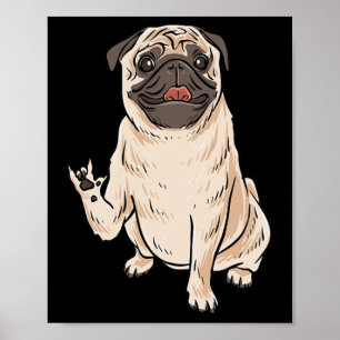 Mops Hund Asl Hand Gesture Deaf Hörverlust Awarene Poster