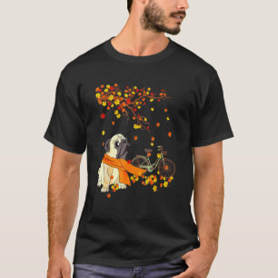 Mops Hund auf Pumpkins Fahrrad Herbstfall T-Shirt