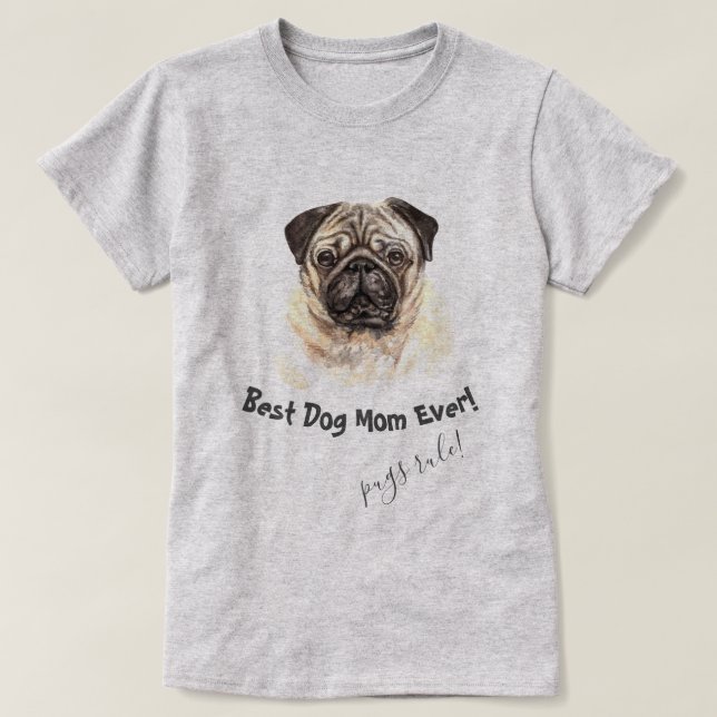 Mops Hund Beste Hunde Mama je T-Shirt (Design vorne)