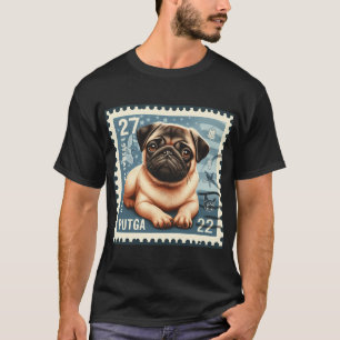 Mops-Hund-Briefmarke T-Shirt
