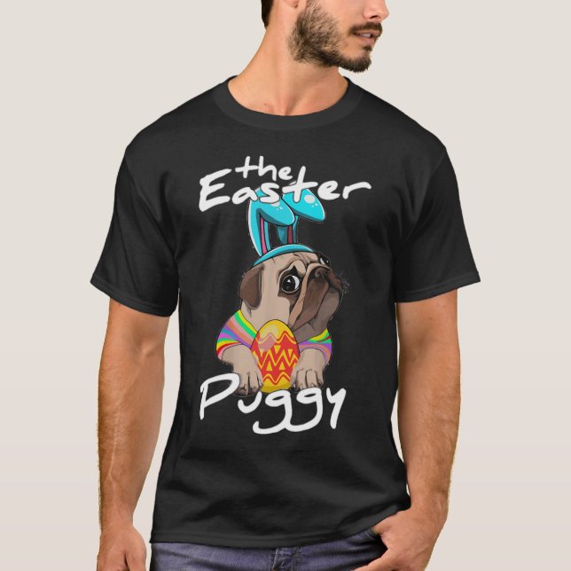 Mops Hund Bunny Frohe Ostern T-Shirt (Vorderseite)