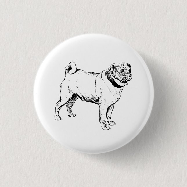 Mops Hund Button (Vorderseite)