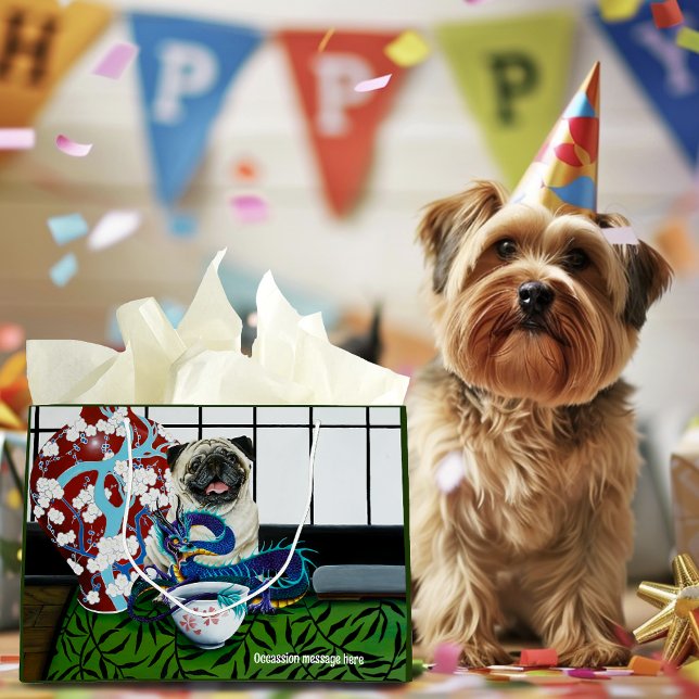 Mops Hund Chinesischer Drache Große Geschenktüte (Von Creator hochgeladen)