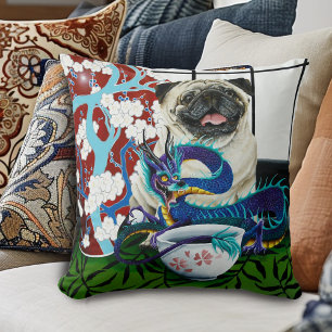 Mops Hund Chinesischer Drache Kissen