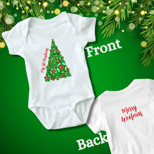 Mops-Hund-Christbaumkugel-Silhouette-Weihnachtsbau Baby Strampler