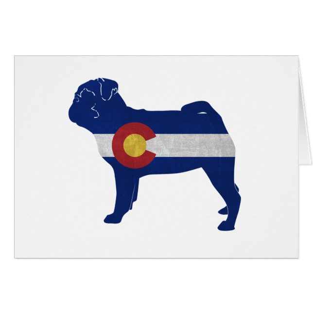 Mops Hund Colorado Flag Silhouette Card (Vorderseite (Horizontal))