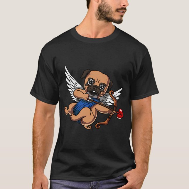 Mops-Hund Cupid T-Shirt (Vorderseite)