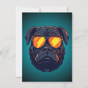 Mops-Hund Cyberpunk Mecha Neon-Sonnenbrille Gaming Einladung