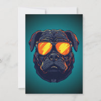 Mops-Hund Cyberpunk-Mecha-Neon-Sonnenbrille Poster