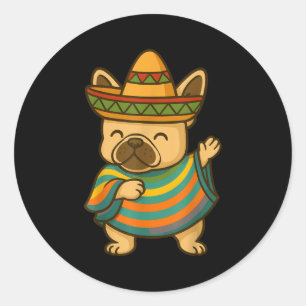 Mops hund dabbing Cinco de Mayo Runder Aufkleber
