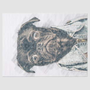 Mops Hund Decoupage Seidenpapier