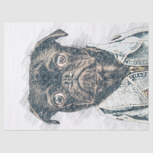 Mops Hund Decoupage Seidenpapier (Vorderseite)