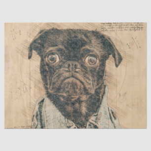 Mops Hund Decoupage Seidenpapier