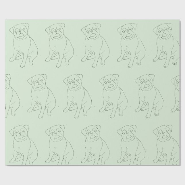 Mops Hund dekoriertes Wrapping Paper Geschenkpapier (Flach)