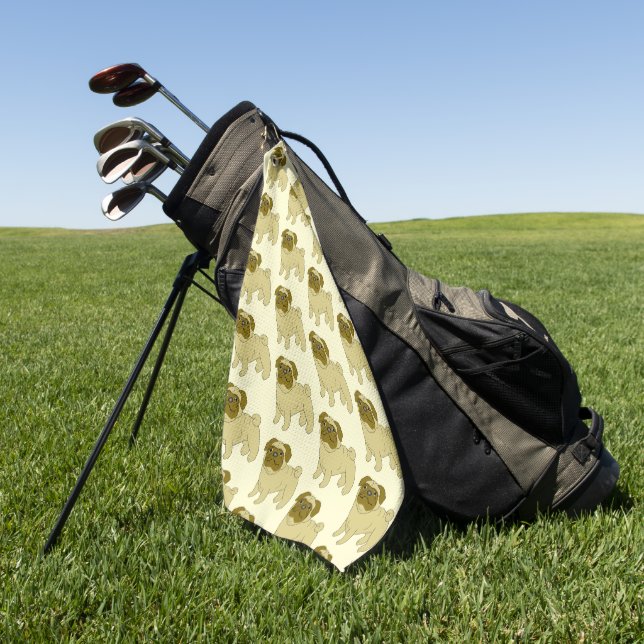 Mops-Hund-Design mit beliebigem Hintergrund Golfhandtuch (Gras)