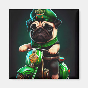 Mops Hund Fahrrad St. Patrick's Day Magnet