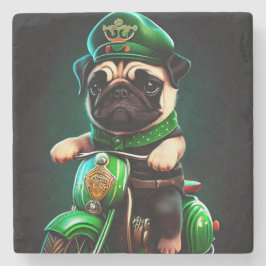 Mops Hund Fahrrad St. Patrick's Day Steinuntersetzer