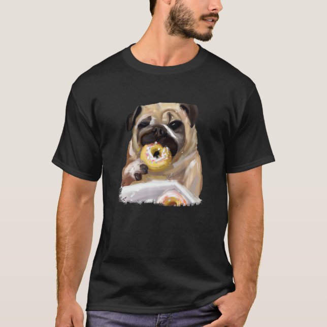 Mops Hund frisst Donut     3 T-Shirt (Vorderseite)