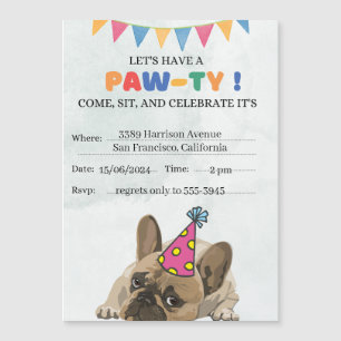 Mops Hund Geburtstagsparty Welpe Paw ty Geburtstag Magneteinladung