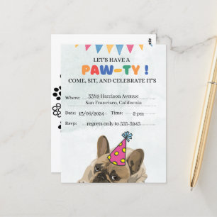Mops Hund Geburtstagsparty Welpe Paw ty Geburtstag Postkarte