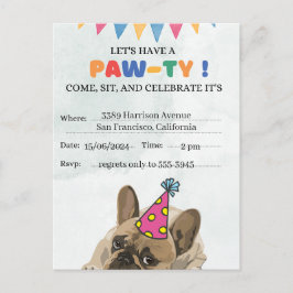Mops Hund Geburtstagsparty Welpe Paw ty Geburtstag Postkarte