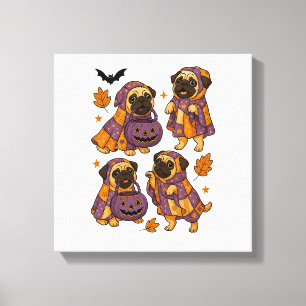 Mops-Hund-Geist-Halloween-Gruselig Leinwanddruck