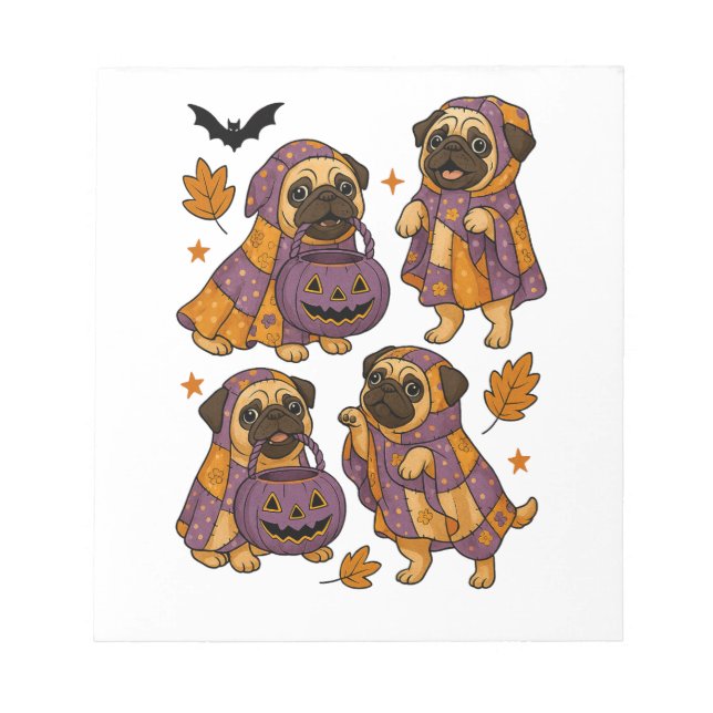 Mops-Hund-Geist-Halloween-Gruselig Notizblock (Vorderseite)