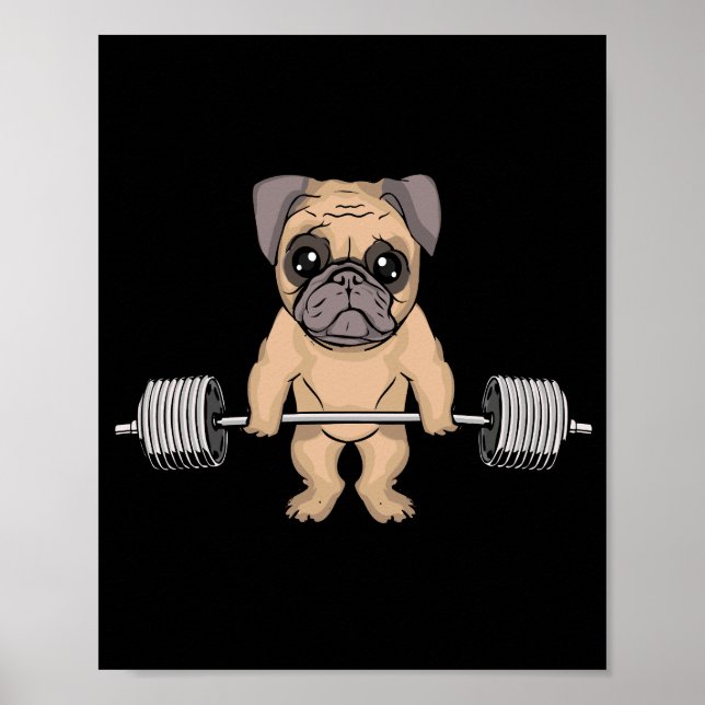 Mops Hund Gym Lover Frauen Hinkleben Männer Bodybu Poster (Vorne)