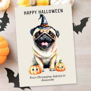 Mops Hund Happy Halloween Feiertagskarte
