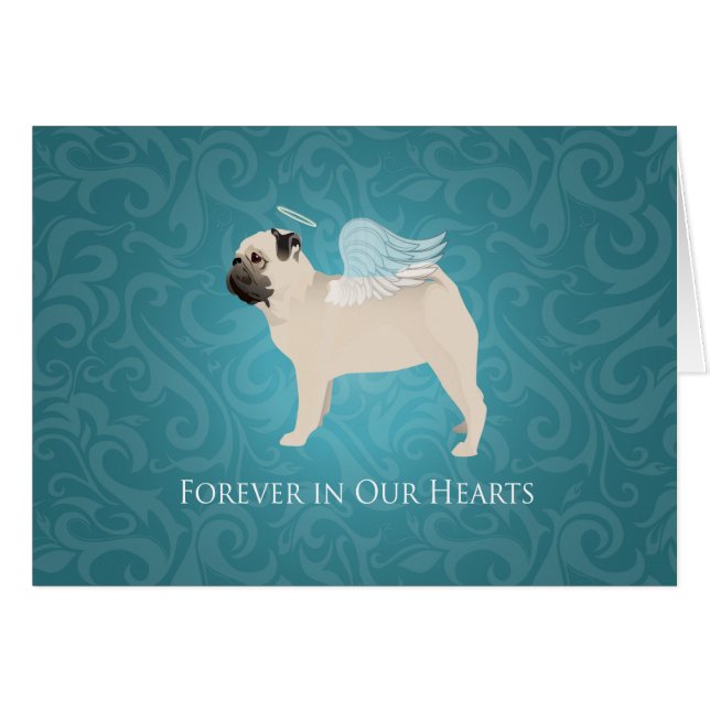 Mops Hund Haustier-Gedenkstätte - Mops Angel Card (Vorderseite (Horizontal))
