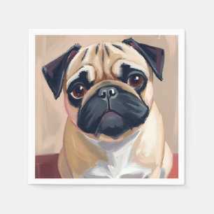 Mops-Hund Haustier Malerei Serviette