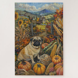Mops-Hund Herbsternte Erntedankfest Puzzle