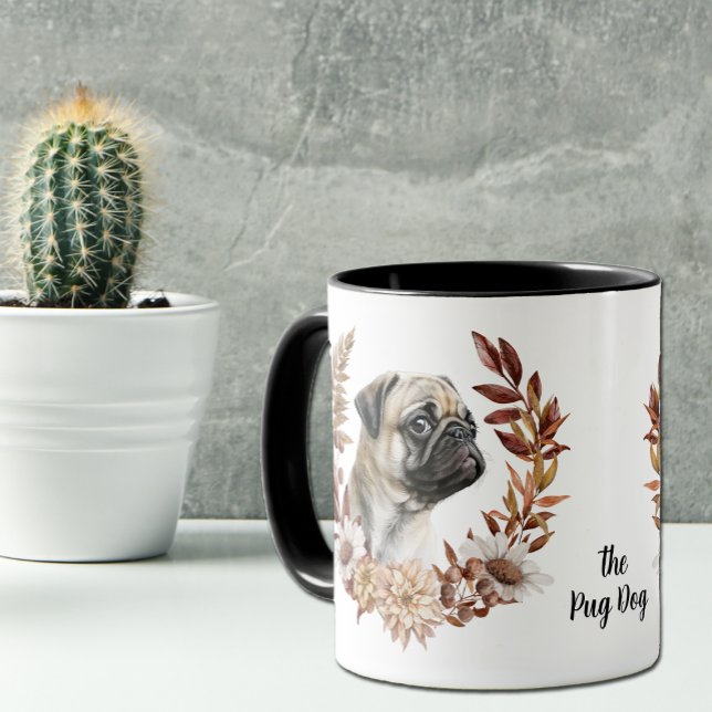 Mops Hund Herbstkranz Tasse (Von Creator hochgeladen)