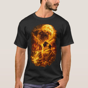 Mops-Hund heult zum Mond dramatischer Vollmond T-Shirt