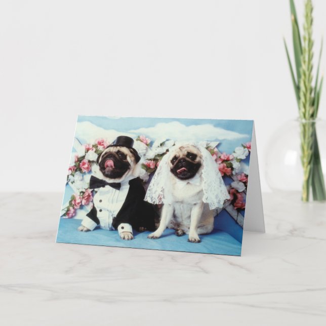 Mops Hund Hochzeitkarte Karte (Vorderseite)