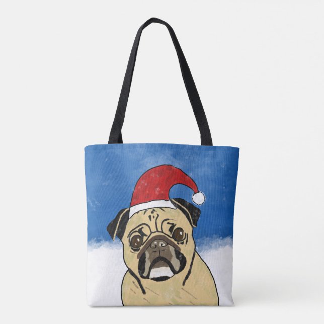 Mops Hund im Schnee Weihnachten Wasserfarben (Rückseite)