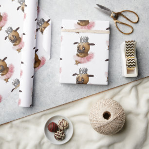 Mops Hund in einer Tutu-Wasserfarbe Geschenkpapier