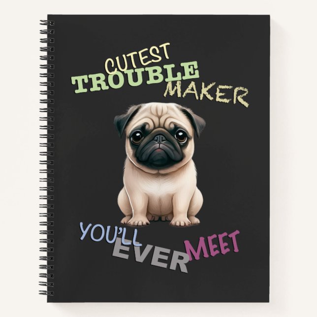 Mops Hund Kutteststörer Niedlich Adortable Funny Notizbuch (Vorderseite)