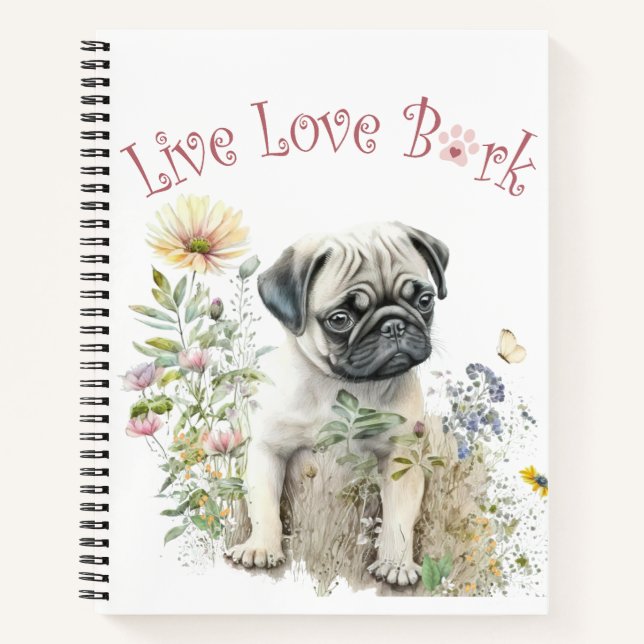 Mops Hund Mama Bläschen Notizbuch (Vorderseite)