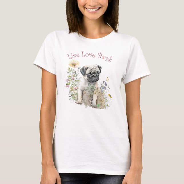 Mops Hund Mama Bläschen T-Shirt (Vorderseite)