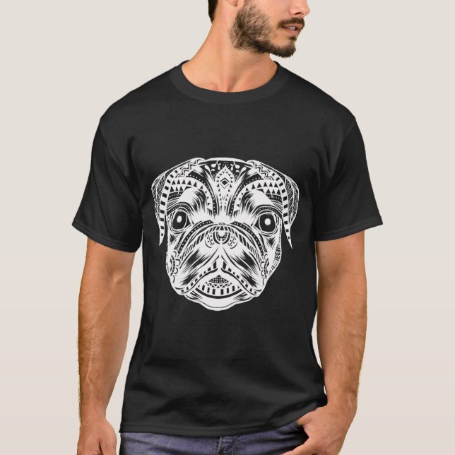 Mops-Hund Mandala . T-Shirt (Vorderseite)