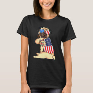 Mops Hund Merica 4. Juli US-amerikanische Flagge T-Shirt